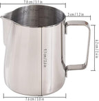 homEdge Espresso Steaming Pitchers 12 OZ / 350ml, Stainless Steel Frothing Pitcher with Measurement Scale