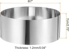 HARFINGTON Round Cake Ring 7 x 2.75 Inch Seamless Stainless Steel Pastry Mousse Dessert Ring Mirror Coating for Baking Cooking Making Tool