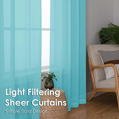 Aqua Sheer Curtains 72 Inches Long 2 Panels - Image 4