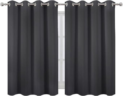 Dark Grey Thermal Blackout Curtains/52 x 45 Inch/Set of 2 Panels Room Darkening - Image 2