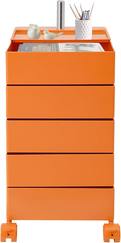 5 Tier Storage Cabinet, 360° Rotating Sofa Side Cabinet, Mobile Bedside Table by Unknown