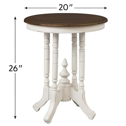 Sunset Trading Shabby Chic Cottage Table, Small Ornate, Antique white - Image 3