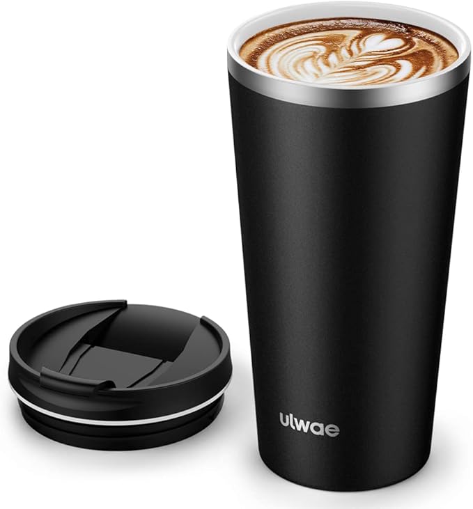 Insulated Coffee Mug with Ceramic Coating, 18oz Travel Mug with Leak-proof Lid, Vacuum Double-wall Tumbler, Stainless Steel Thermal Cup for Tea, Hot Cocoa, Cold Beverage, Ice Drinks