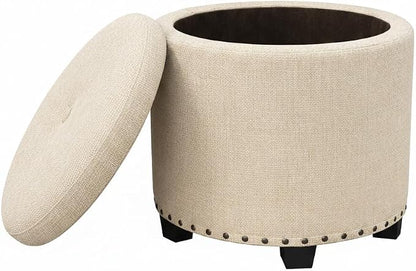 HomePop Home Decor | Upholstered Round Storage Ottoman by HomePop