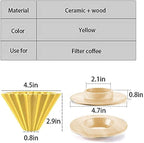 Ceramic Coffee Dripper Pour Over Coffee Maker with Wood Stand Elegant Flower Shape V60 Filter (black)