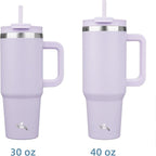 40 oz Tumbler with Handle and 2 Straws,2 in 1 Lid Insulated Water Bottle Stainless Steel Travel Coffee Mug,Wisteria