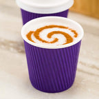 Restaurantware-4 Ounce Ripple Insulated Coffee Cups, 500 Double Wall Corrugated Coffee Cups - Leakproof, Non-Slip, Royal Purple Paper Ribbed Coffee Cups, Recyclable, Matching Lids Sold Separately
