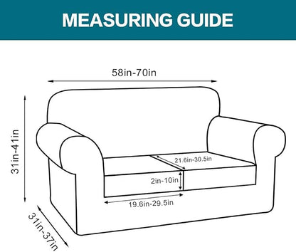 Turquoize 3 Piece Sofa Covers for 2 Cushion Couch Sofa Slipcover Soft Couch - Image 2
