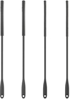 Silicone Straw Brush 4 Pack - (2 Small, 2 Wide) - 10 Inch Reusable Straw Cleaner, Pipe Cleaner, Glass and Detailing Tool (Charcoal)