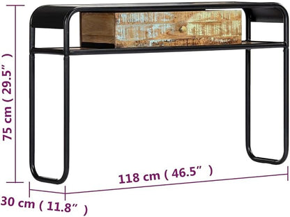 Console Table with 1 Drawer and 2 Compartments, 46.5"x11.8"x29.5" Solid - Image 8