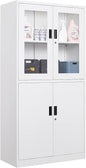 Metal Storage Cabinet with Doors and Shelves, 2 Adjustable Shelves, 4 Doors by Anxxsu