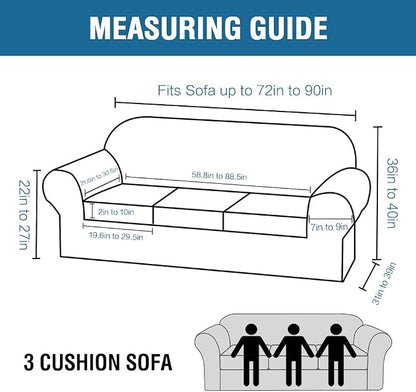 H.VERSAILTEX Modern Velvet Plush 4 Piece High Stretch Sofa Slipcover Sofa Cover - Image 2