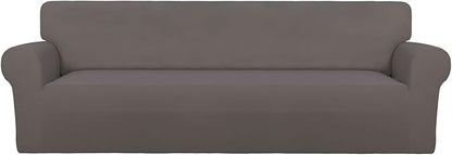 PureFit Stretch Couch Covers for Sofa 4 Seater Slipcovers Taupe | 1-Piece Sofa by PureFit