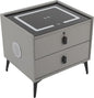 Smart Nightstand w/Fingerprint Lock Drawers, Smart Bedside Table w/USB Charging by Headery