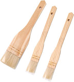 3PCS Pastry Brushes Basting Oil Brush with Goat Bristles and Hardwood Handles BBQ Cooking Baking Brush for Baking, Grilling, Cooking and Spreading Oil, Butter, BBQ Sauce, or Marinade