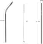 wholesale 25 Piece Set Stainless Steel Straws Ultra Long 10.5 Inch Drinking Metal Straws Reusable Drinking Straws for 20 30 OZ (10 Straight | 10 Bent | 5 Brushes)