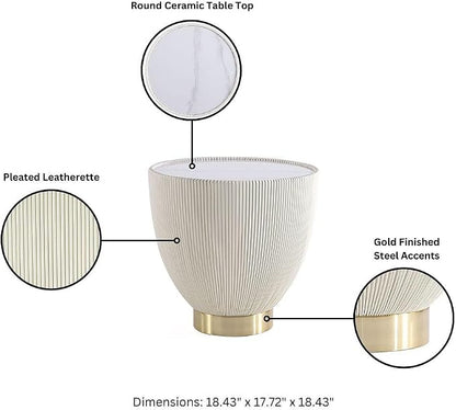 Manhattan Comfort Anderson Modern 18" Round End Table 2.0 | Ceramic Marble - Image 4