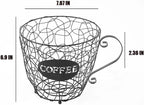 Coffee Pod Holder, Super Large Capacity K-Cup & Nespresso Capsule Basket, XL Metal Kcup Storage, Bar Organizer for Kitchen Dinning Room Office Home Cafe Hotel (Black-Round-Cup)