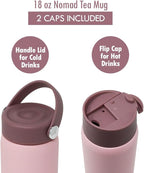 MIRA 18 oz Tea Infuser Thermos - Stainless Steel Travel Bottle with Removable Strainer for Loose Leaf Tea - Insulated Hot & Cold Brew Steeper - Punch Pink