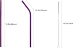 10 Pcs Stainless Steel Straws, Reusable Drinking Straws, 5 Straight + 5 Bent Metal Straws Set With 2 Pcs Cleaning Brushes (Purple, 10.5 Inch)