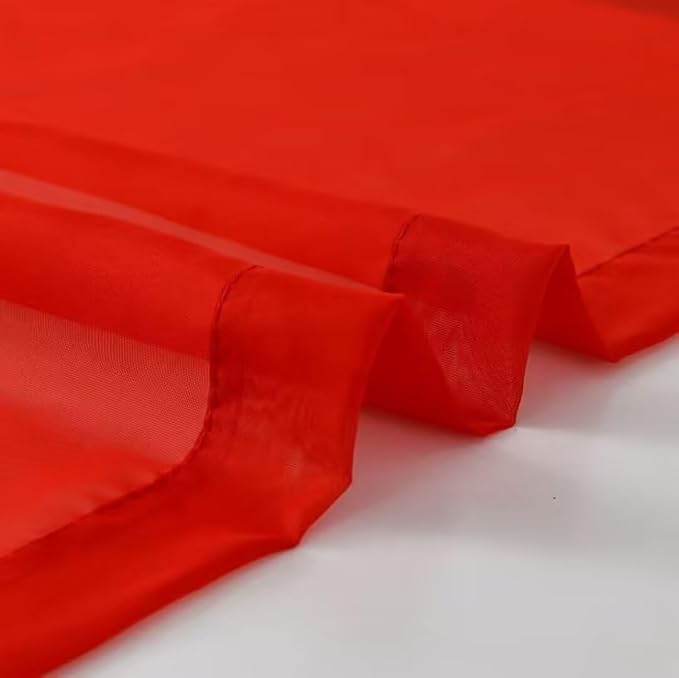 SpaceDresser Basic Rod Pocket Sheer Voile Window Curtain Panels Red 1 Pair 2 - Image 5