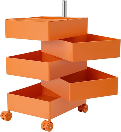 5 Tier Storage Cabinet, 360° Rotating Sofa Side Cabinet, Mobile Bedside Table - Image 9
