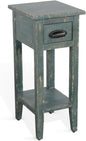 Sunny Designs Marina Farmhouse Mahogany Wood Chair Side Table in Sea Grass Green by Sunny+Designs