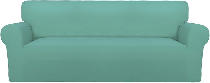 PureFit Stretch Oversized Couch Covers Fleece Sofa Slipcovers Cyan | 1-Piece by PureFit