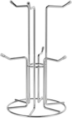 HULISEN Coffee Mug Holder for Countetop, Cup Tree for Counter Large Mugs with 6 Hooks, Metal Cup Holder Stand, Standing Rack Display for Coffee Bar, Silver