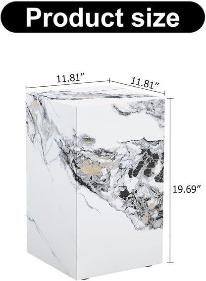 End Table, Side Table Living Room Table, Faux Marble Sofa Couch White Bedside - Image 2