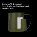 watchget Stainless Steel Milk Frothing Pitcher 12oz/350ml - Espresso Steaming Pitcher for Cappuccino, Latte Art, Coffee Machine Accessories Milk Jug Coffee Frother Cup, Matte Green