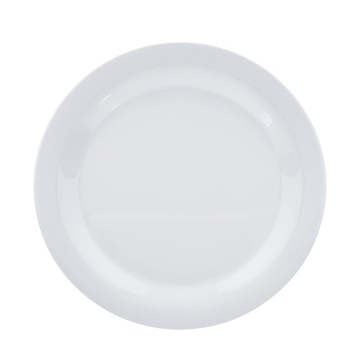 Amazon Basics Melamine (Plastic) Plate, 6 Piece Set, 10.5 in, White