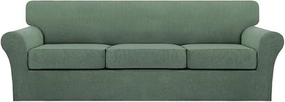 Turquoize 4 Piece Sofa Covers for 3 Cushion Couch Sofa Slipcover Soft Couch by Turquoize
