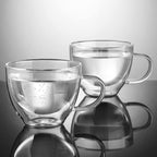 ecooe Double Walled Glass Coffee Mug 12 oz Latte Cappuccino Cups Set of 2, Clear Glass Coffee Cups with Handle, 350 ml Insulated Coffee Cup Borosilicate Heat Resistant Glass Coffee Mug Tea Cup