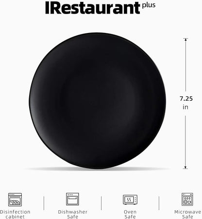 Stoneware Coupe Commercial Grade Dinnerware, Matte Black Plate 7.25", Case of 36