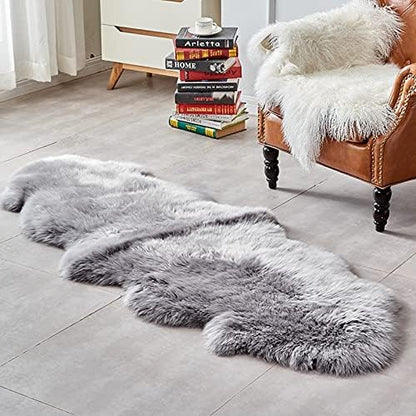 HUAHOO Premium Genuine Sheepskin Rug Grey Real Australia Sheepskin Natural by HUAHOO
