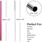 Metal Straws Short Small Mini Stainless Steel Reusable Drinking Straw for Kids Juice Cocktails Coffee Bar Party Home Office Restaurant, 150mm Length with Cleanning Brush, Colorful 16PCS