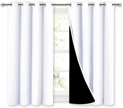 NICETOWN White 100% Blackout Curtains 45 inches Long, 2 Thick Layers Completely by NICETOWN