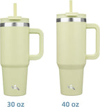 30 oz Tumbler with Handle and 2 Straws,2 in 1 Lid Insulated Water Bottle Stainless Steel Travel Coffee Mug,Macaron Green