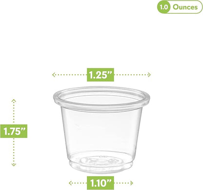 {1 oz,200 Cups} Clear Diposable Plastic Portion Cups No Lids, Small Mini Containers For Portion Controll, Jello Shots, Meal Prep, Sauce Cups, Slime, Crafts, Disposable Souffle Cups & Much more