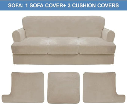 CUCRAF Cushion Sofa Cover 4 Piece Slipcovers, Soft Thick Velvet Couch Cover - Image 5