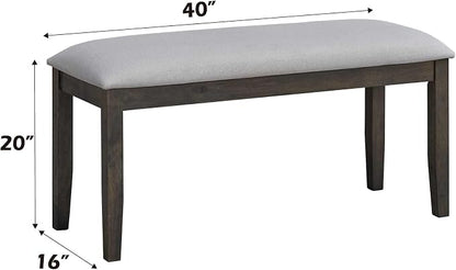 Acme Marit Transitional Wood and Fabric Dining Bench in Gray - Image 3