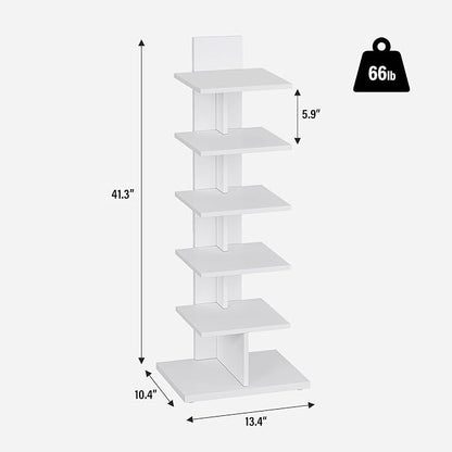 TUTOTAK Narrow Bookshelf, 6-Tier Bookcase, Spine Book Shelf - Image 2