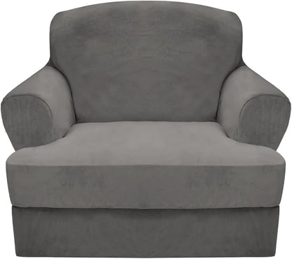 CUCRAF T Cushion Sofa Cover 2 Piece Armchair Slipcovers, Soft Thick Velvet by CUCRAF