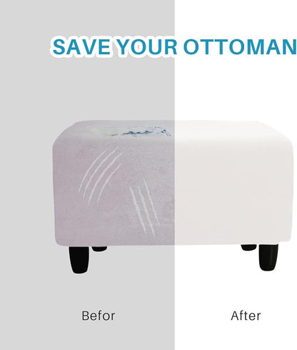Ottoman Cover, Stretch Rectangle Velvet Ottoman Slipcovers of Foot Stool - Image 5