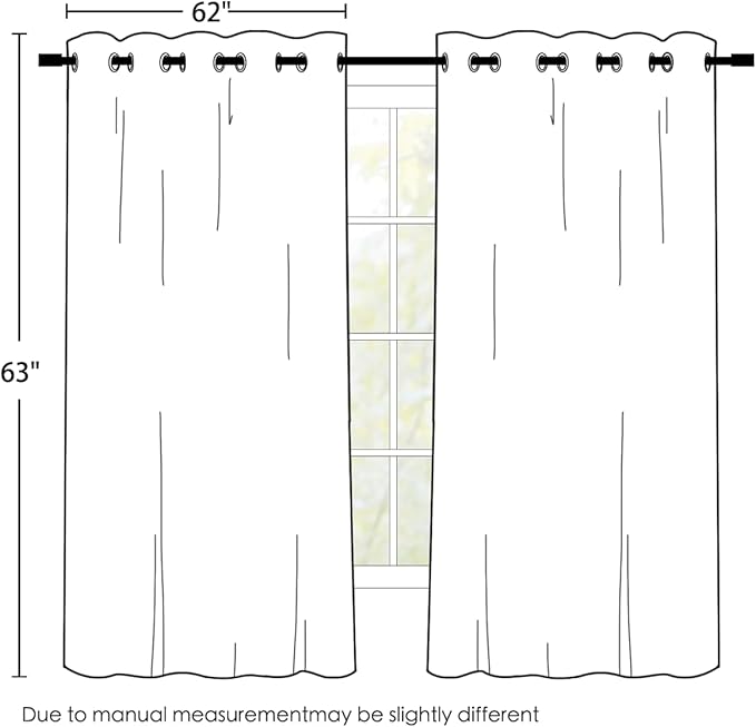 SimpleHome Cream 100% Blackout Curtains Room Darkening Living Room 63 Inch | - Image 2