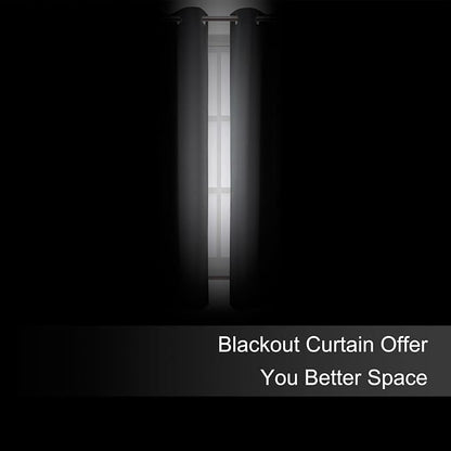 Blackout Curtains 66 x 72 Inch Long Frost Grey Curtains Set of 2 Panels Room - Image 3