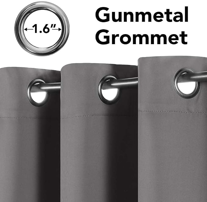 H.VERSAILTEX Solid Grey Color Thermal Insulated Blackout Curtains Metal Grommet - Image 4