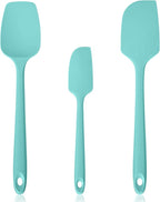 600ºF Heat Resistant Spatulas, High Heat Food Safe Semless Kitchen Silicone Scraper Set for Cooking Baking Mixing Scraping Stirring Nonstick Cookware Pan Bowl (3Pcs,Turquoise)