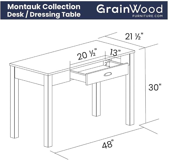 Grain Wood Furniture Montauk Desk/Dressing Table, Rustic Off-White - Image 2